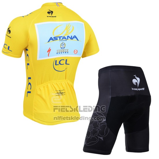 2014 Fietskleding Tour de France Lider Astana Lider Geel Korte Mouwen en Koersbroek